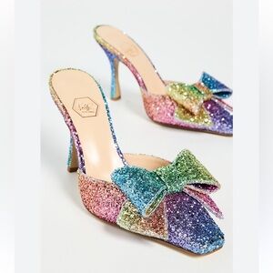 Nalebe Dimante Mules 90mm In Collection Colorful Glitter Heels with Bow